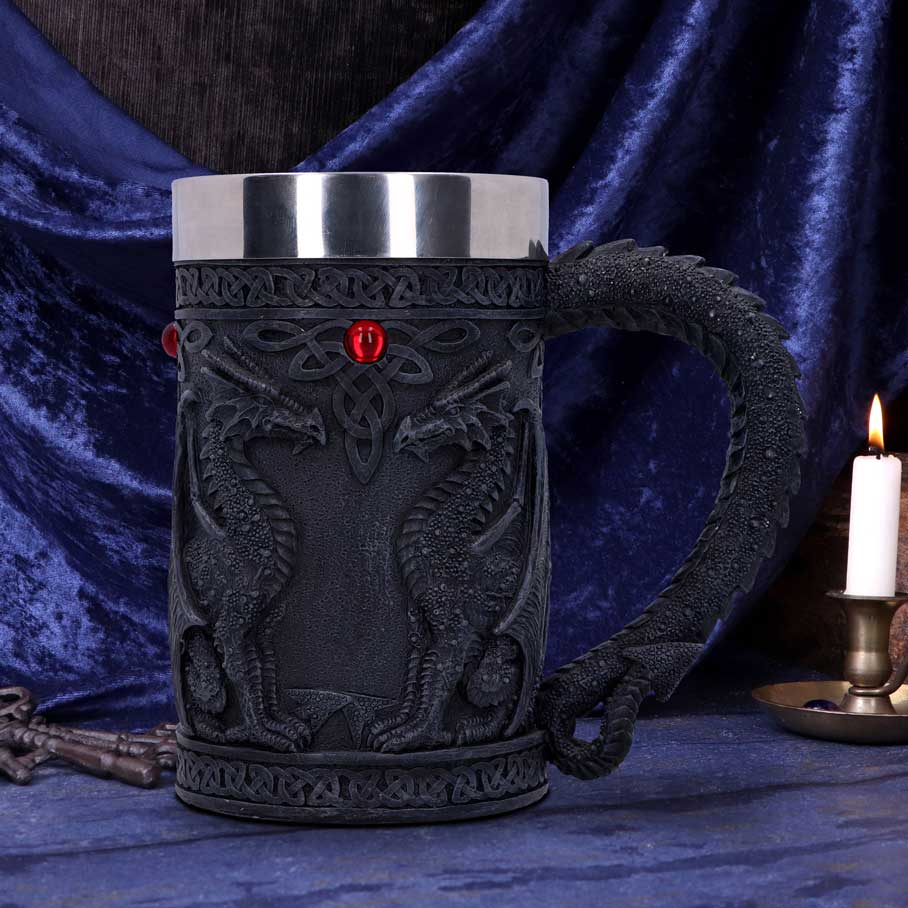 Black Wing Celtic Dragon Tankard Mug 16cm