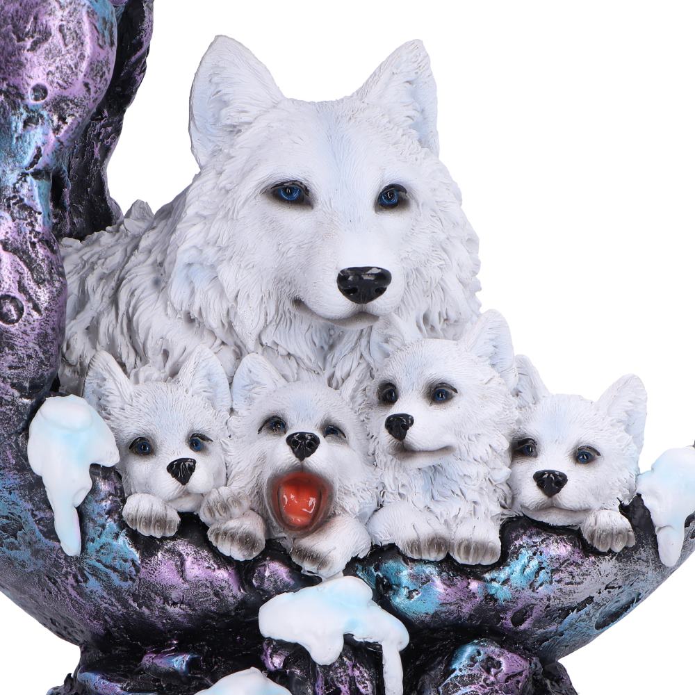 Winter Moon Wolf Ornament with LED 20cm