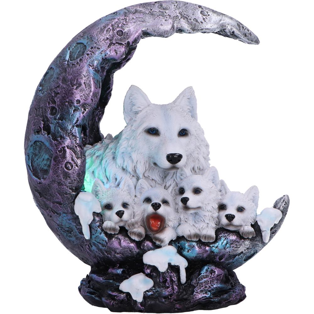 Winter Moon Wolf Ornament with LED 20cm