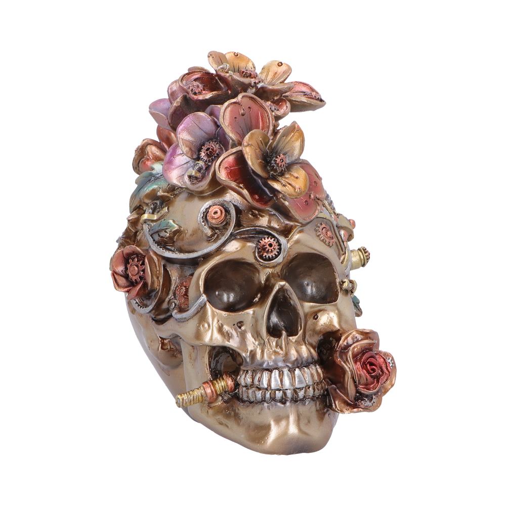 Bronze Clockwork Bloom figurine by Nemesis Now, a detailed 16cm decorative sculpture featuring intricate clockwork and floral design.