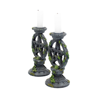 Wiccan Pentagram Candlesticks 15cm (Set of 2)