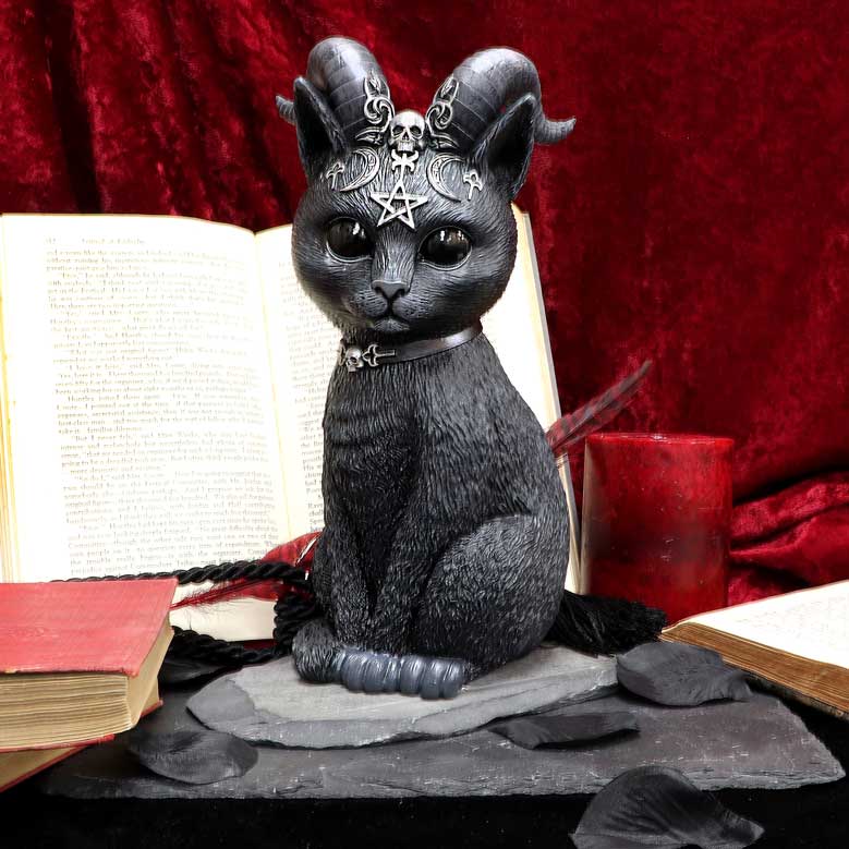 Large Pawzuph Horned Occult Cat Figurine 26.5cm