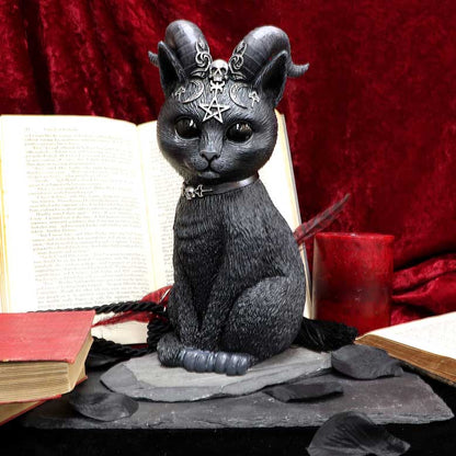 Large Pawzuph Horned Occult Cat Figurine 26.5cm
