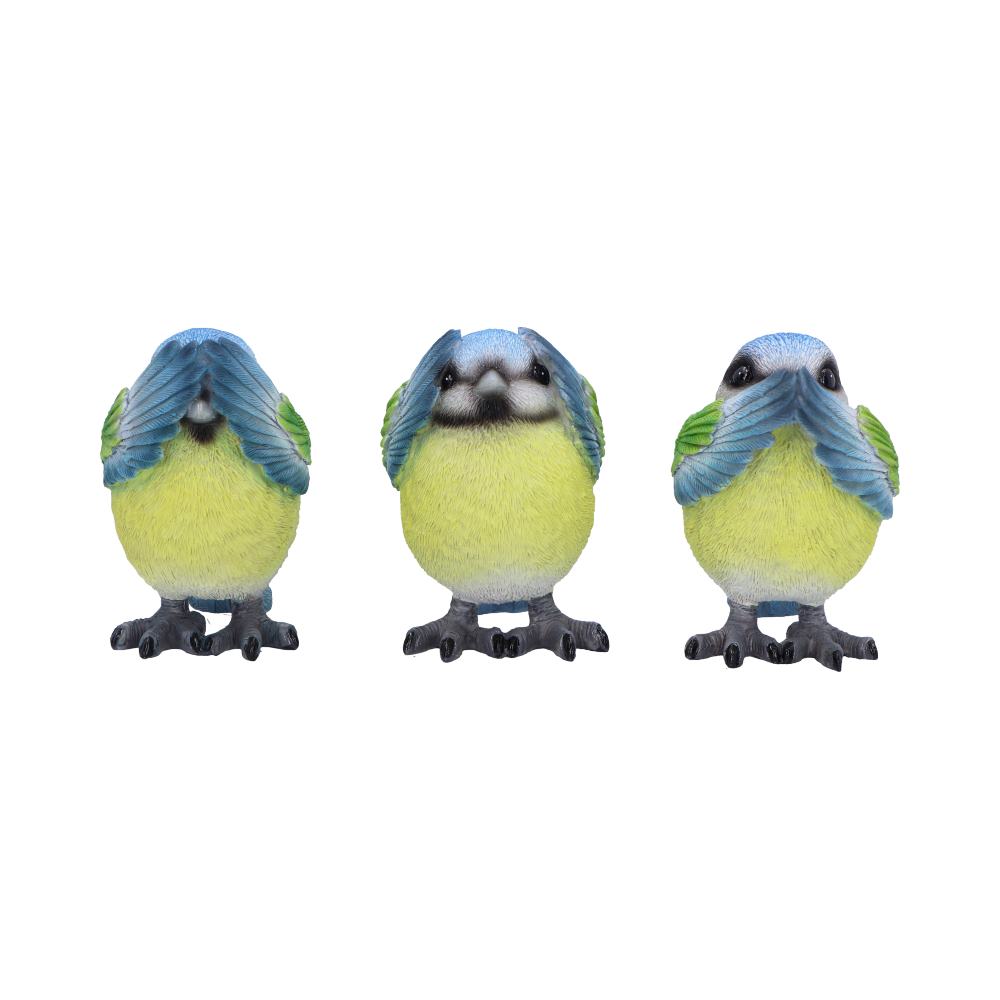 Three Wise Blue Tits 8.5cm