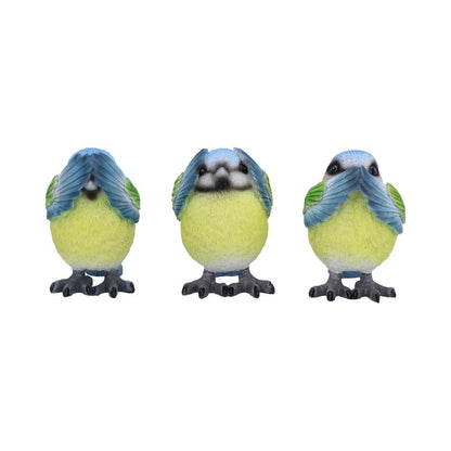 Three Wise Blue Tits 8.5cm