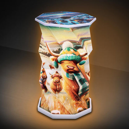 Winter Highland Cows Foldable Lamp 21cm