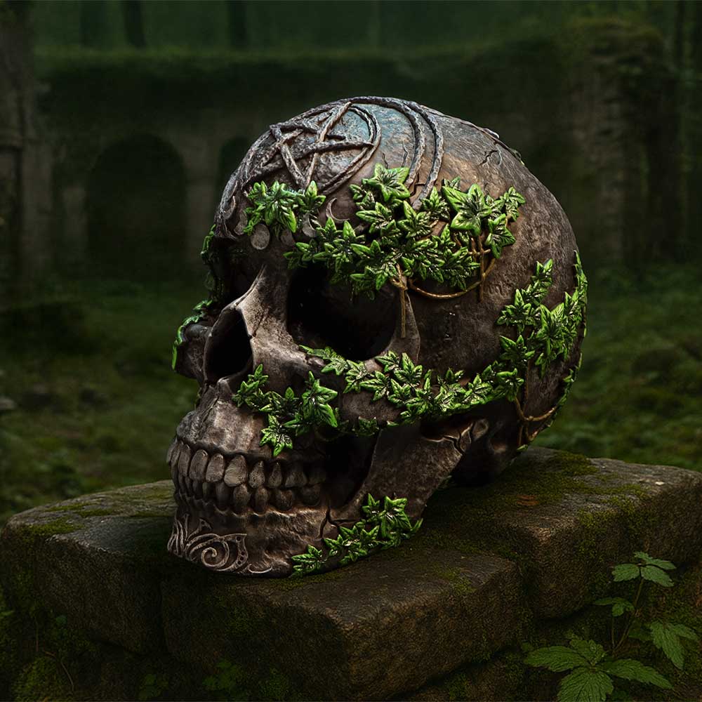 Aged Pentagram Skull 18.8cm