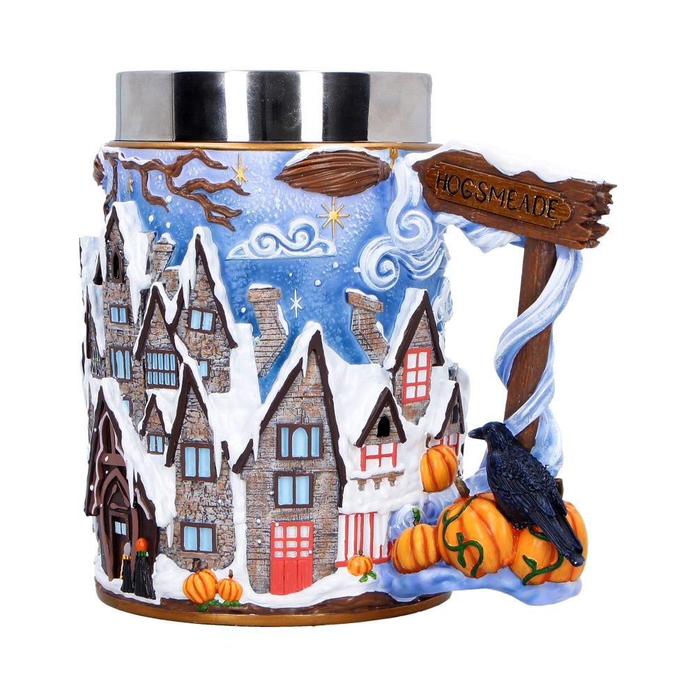 Nemesis Now Harry Potter Hogsmeade Village collectible tankard, 15.7cm tall, featuring detailed wizarding village design.