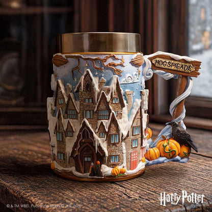 Harry Potter Hogsmeade Village collectible tankard by Nemesis Now, 15.7cm tall, featuring detailed wizarding village artwork.