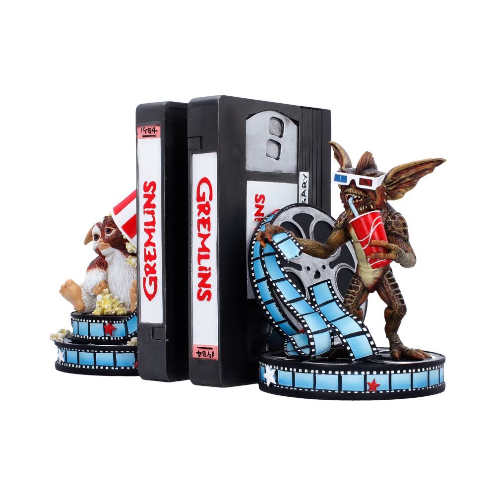 Nemesis Now Gremlins bookends, 18cm tall, featuring detailed Gremlins character designs for collectible book organization.