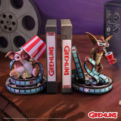 Nemesis Now Gremlins bookends, 18cm tall, featuring detailed Gremlins characters holding books, perfect for desk or shelf.
