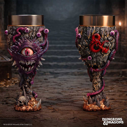Dungeons & Dragons Beholder goblet figurine by Nemesis Now, 19.5cm tall, detailed fantasy creature sculpture with eye stalks and open mouth.