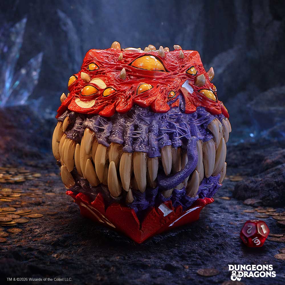 Nemesis Now Dungeons & Dragons D20 Mimic box, 13.3cm, detailed fantasy-themed collectible storage box featuring mimic design.