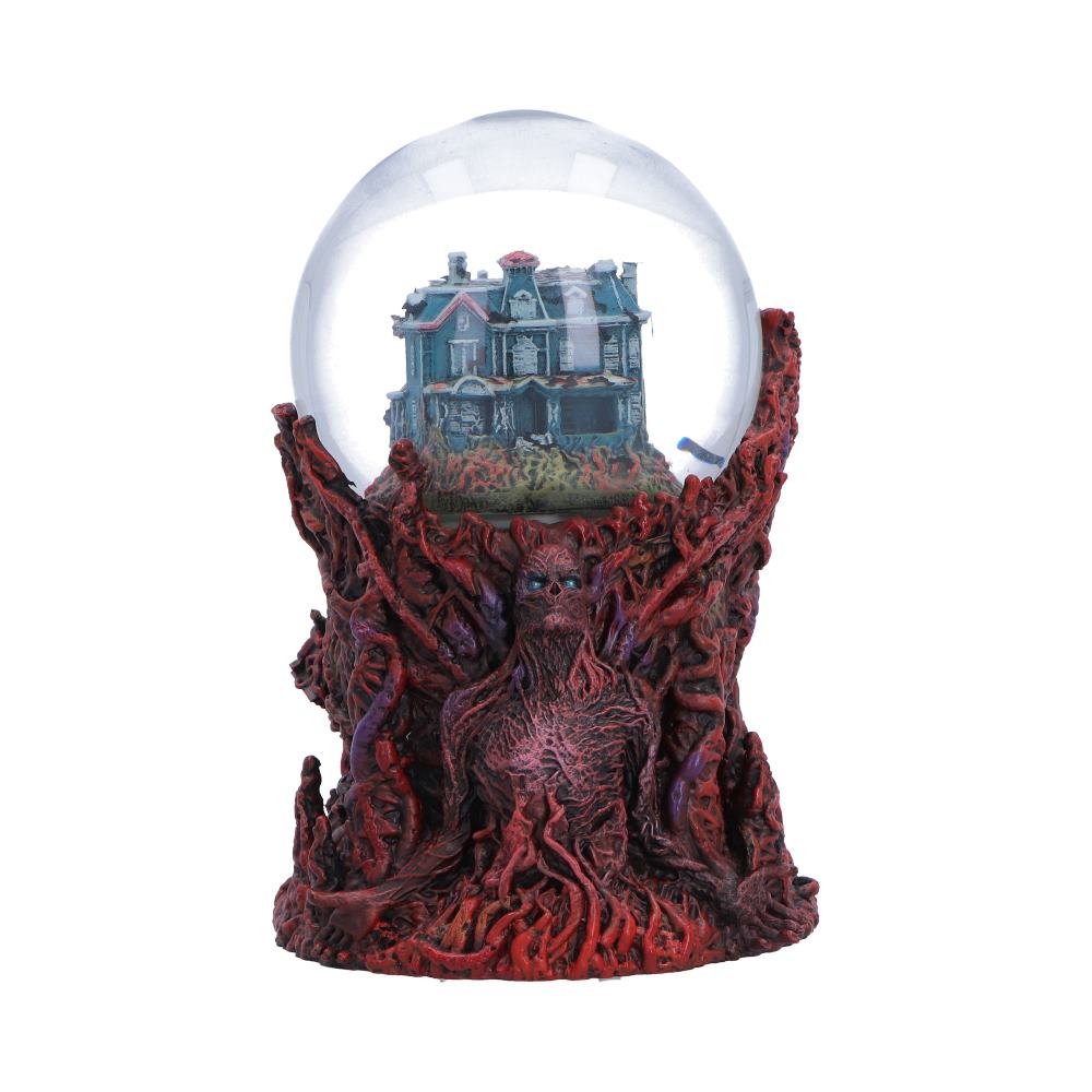 Stranger Things Vecna motorized snow globe by Nemesis Now featuring Vecna figure inside, with swirling snow effect, 17.7cm tall.
