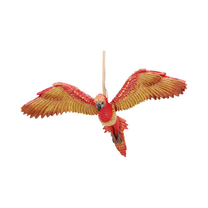 Harry Potter Fawkes in Flight hanging ornament by Nemesis Now, 8.2cm, detailed depiction of the phoenix in mid-flight.