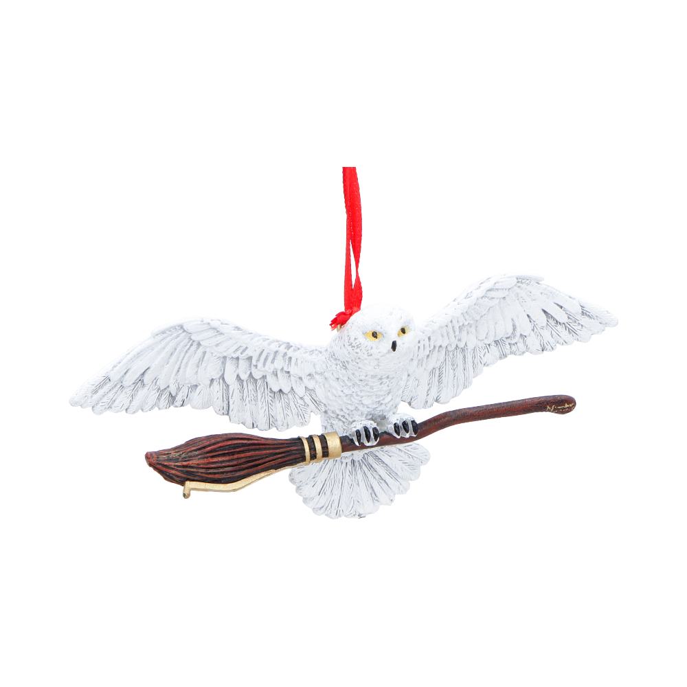 Harry Potter Hedwig in Flight hanging ornament by Nemesis Now, detailed 5.4cm ceramic owl ornament for fans and collectors.