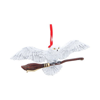 Harry Potter Hedwig in Flight hanging ornament by Nemesis Now, detailed 5.4cm ceramic owl ornament for fans and collectors.