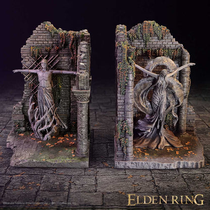 Nemesis Now Elden Ring Radagon and Queen Marika bookends, 19.8cm, featuring detailed fantasy character designs for display.