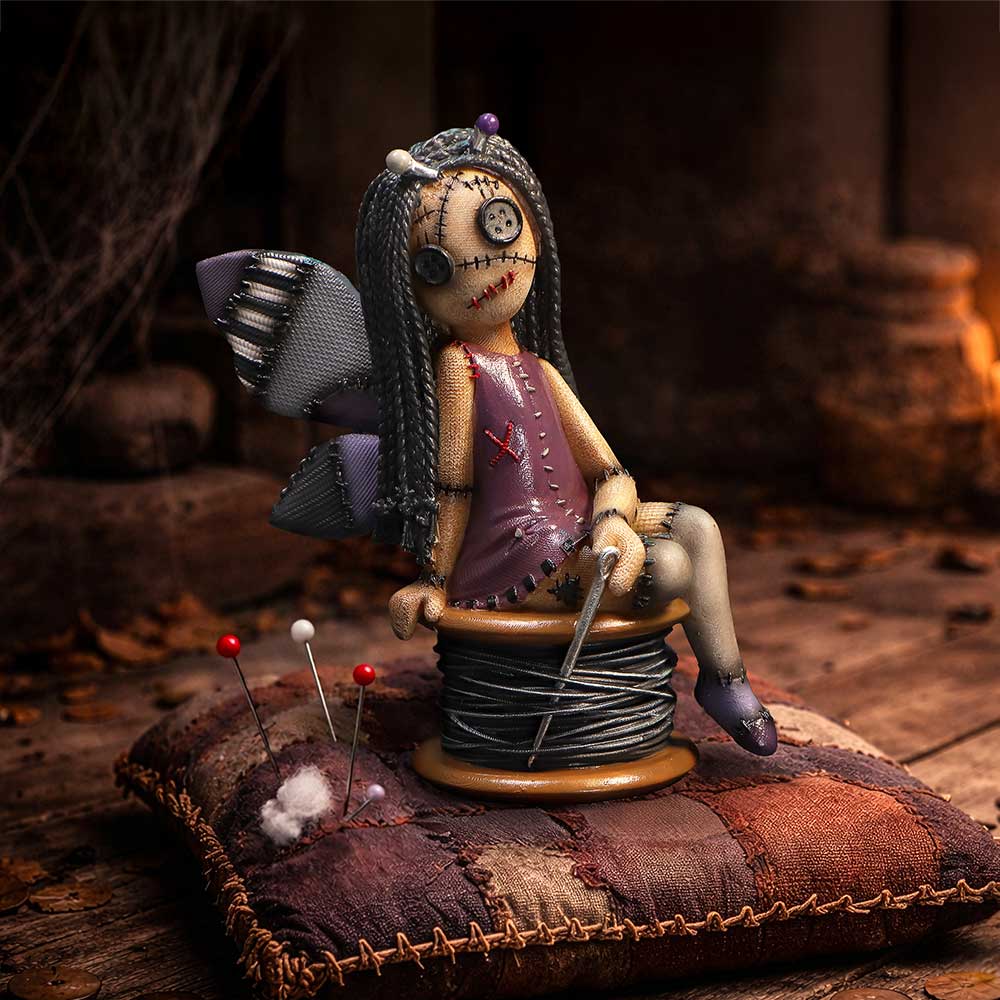 Nemesis Now Stitchlings Stitchy Belle figurine, 11.4cm, featuring a detailed, whimsical character with vibrant colors and intricate design.