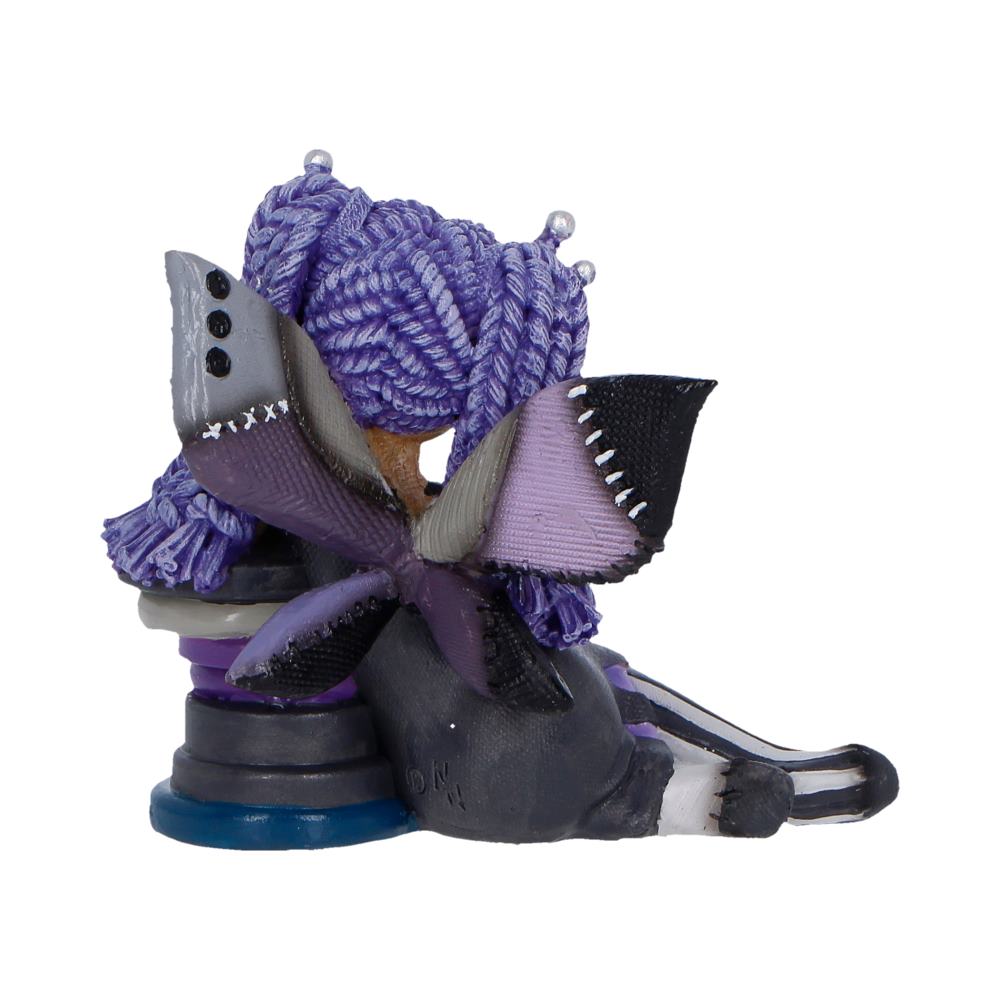 Nemesis Now Stitchlings Violette Hexpin figurine, 9cm, detailed colorful plush textile character with whimsical design.