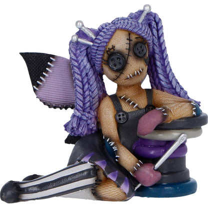 Nemesis Now Stitchlings Violette Hexpin figurine, 9cm, featuring a whimsical, detailed plush-like creature with purple accents.