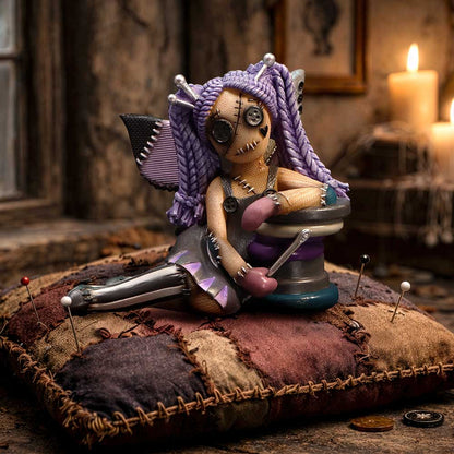 Violette Hexpin figurine from The Stitchlings by Nemesis Now, featuring a detailed 9cm fantasy creature with vibrant colors.