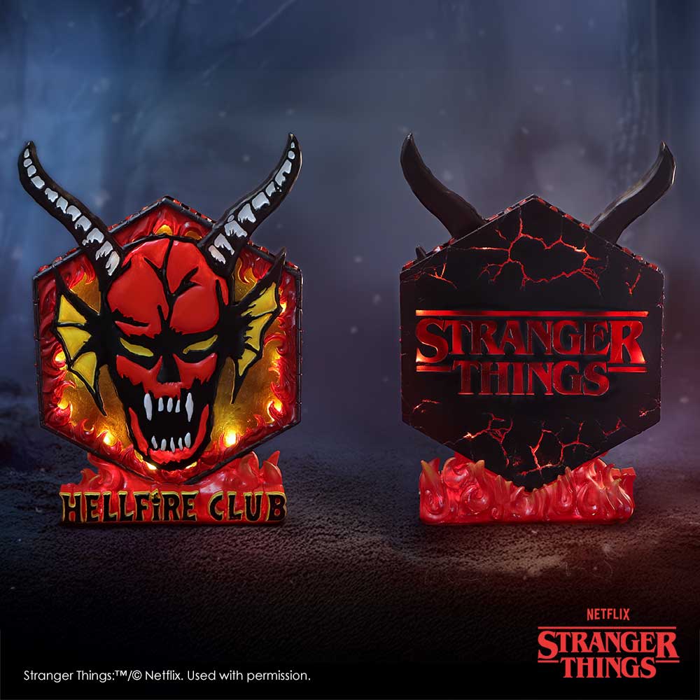 Nemesis Now Stranger Things Hellfire Club lamp, 23.6cm tall, featuring detailed Hellfire Club design and a classic lamp base.