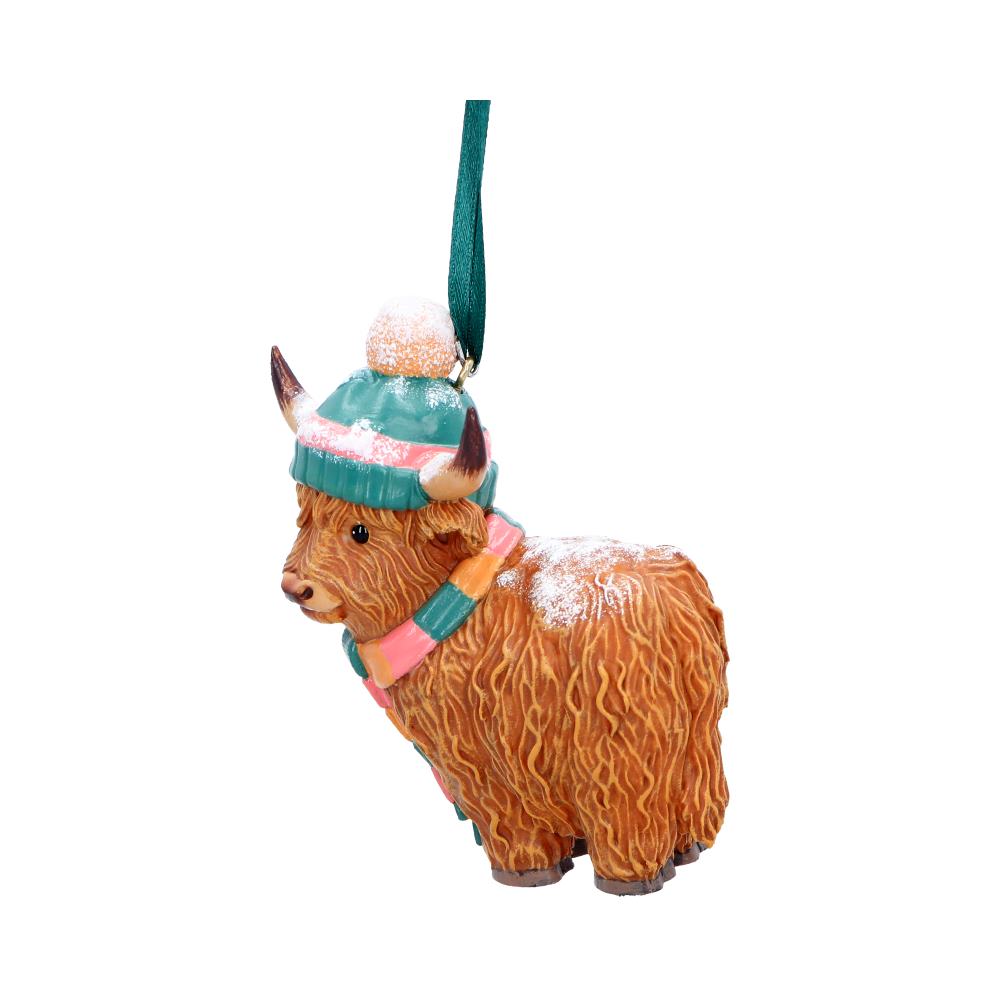 Winter Highland Cow Snowfall Hanging Ornament 8.3cm