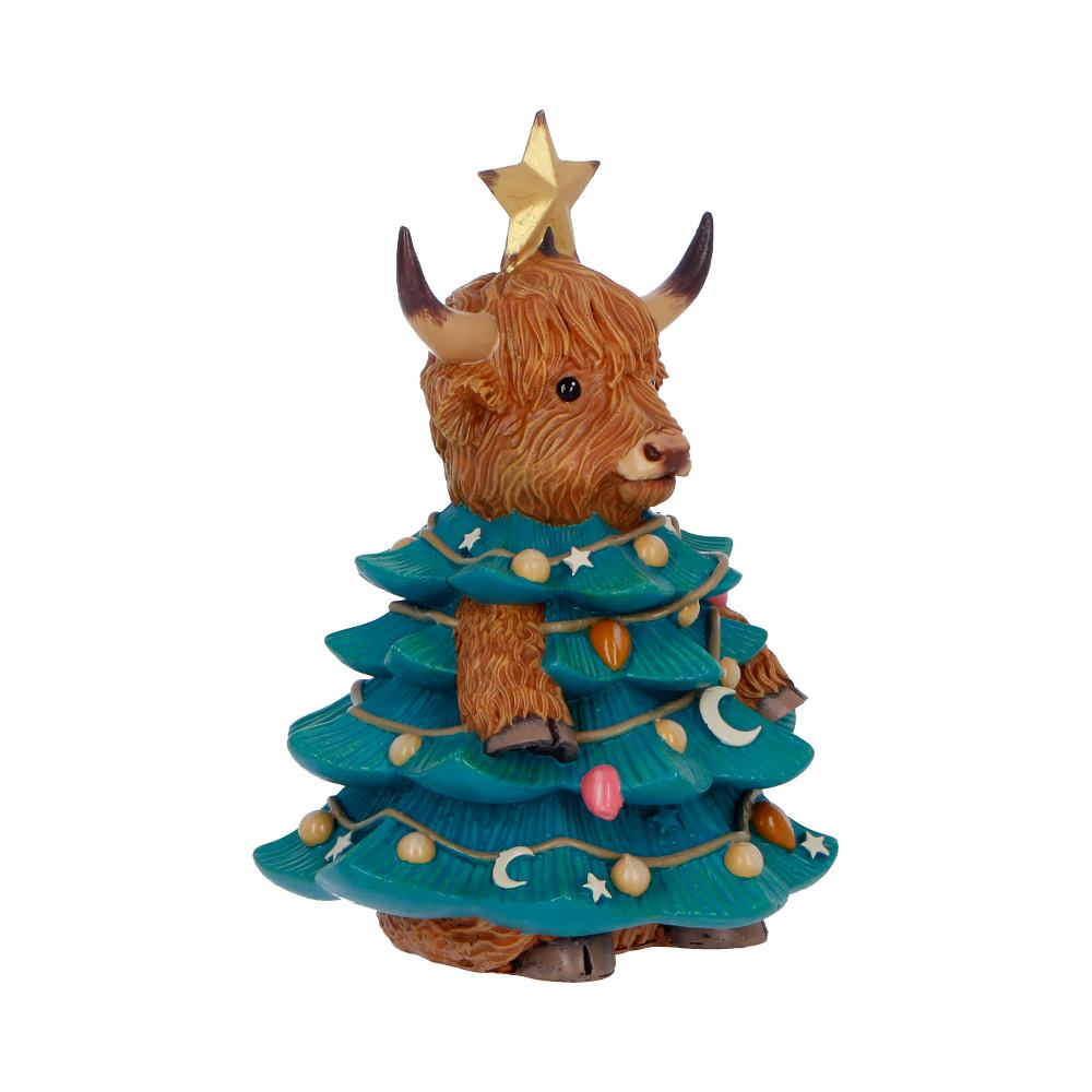 Winter Highland Cow figurine by Nemesis Now, 13.5cm tall, detailed resin sculpture of a Highland cow in winter attire.
