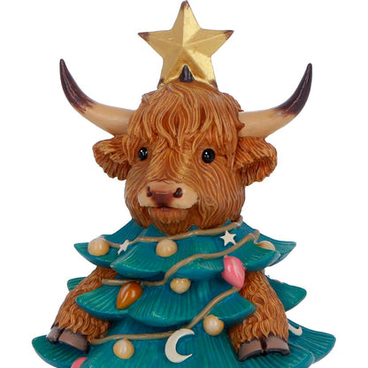 Highland cow figurine by Nemesis Now, winter-themed Highland Cow Tree, 13.5cm decorative figurine with detailed craftsmanship.
