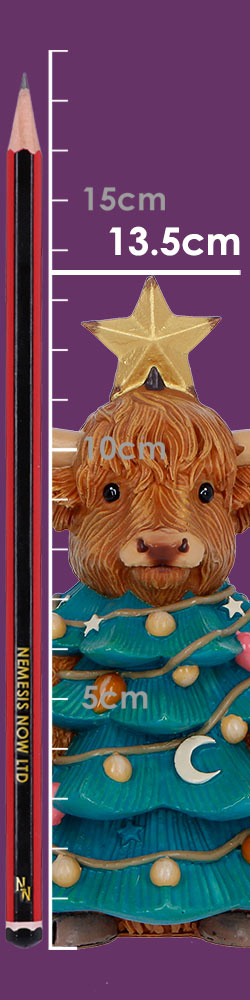Winter Highland Cow Tree figurine by Nemesis Now, 13.5cm, detailed Highland cow sculpture with festive winter design.