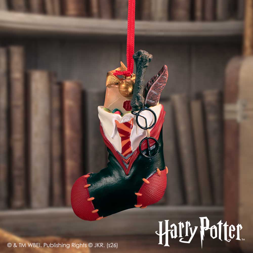 Harry Potter Harry uniform hanging ornament by Nemesis Now, 8.3cm, featuring a detailed Harry Potter-themed decorative stocking.