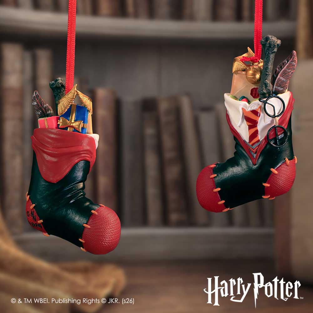 Harry Potter Harry uniform hanging ornament by Nemesis Now, 8.3cm, featuring a detailed Harry Potter-themed stocking ornament.