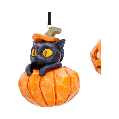 Set of two Pumpkin and Patch Halloween hanging ornaments by Nemesis Now, featuring 7.7cm decorated festive designs.
