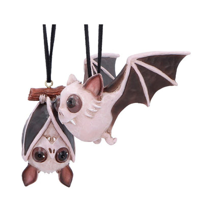 Set of two Halloween hanging ornaments by Nemesis Now, featuring spooky designs, 6.7cm size, perfect for Halloween decor.
