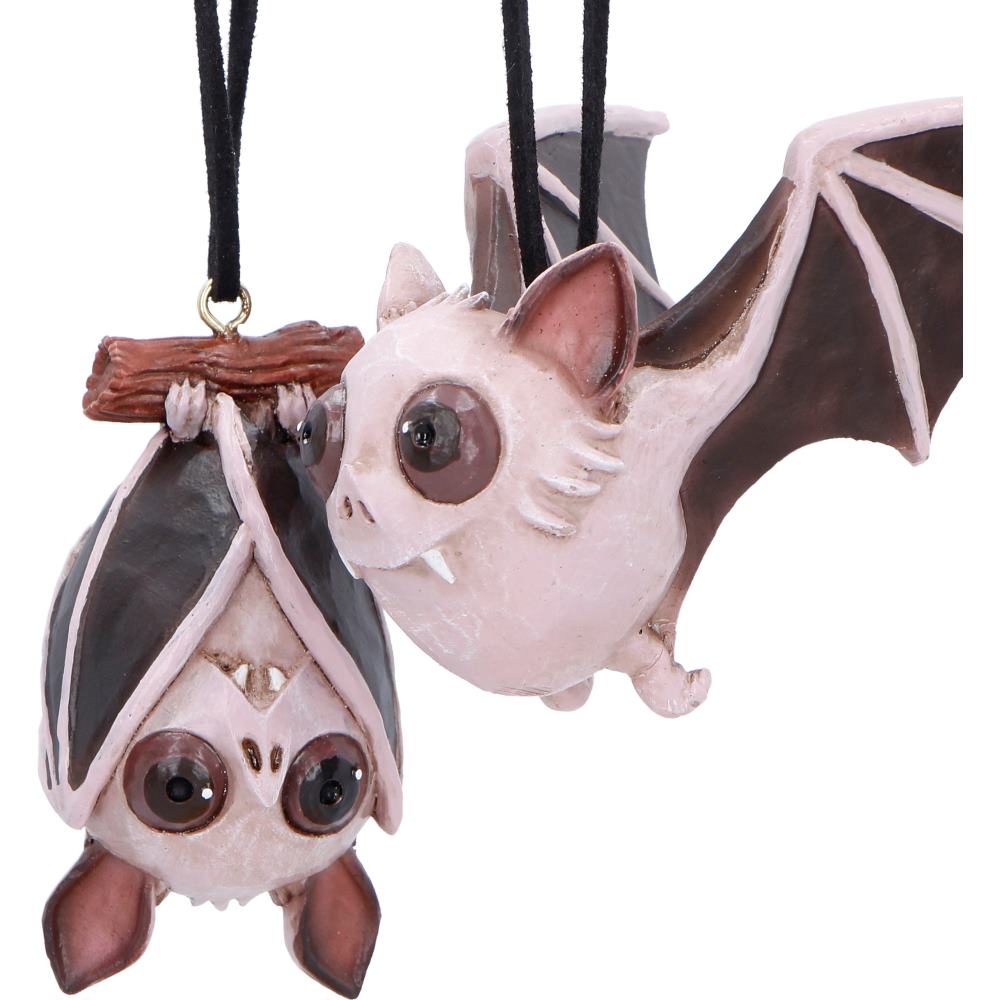 Set of two Halloween hanging ornaments by Nemesis Now, featuring spooky designs, 6.7cm tall, perfect for seasonal decor.