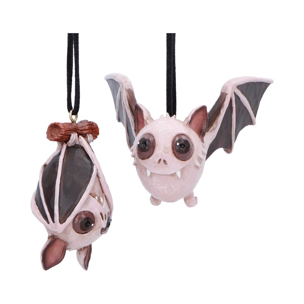 Set of two Nemesis Now Halloween hanging ornaments, 6.7cm, featuring spooky designs for Halloween decor.
