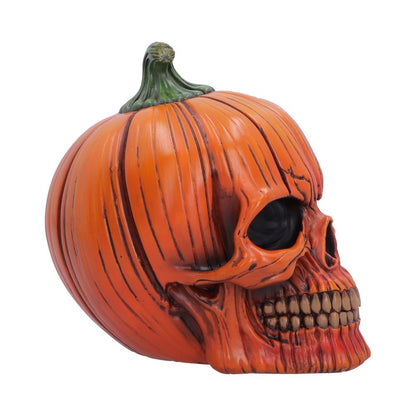 Nemesis Now Halloween Pumpkin Skull figurine, 17.5cm, featuring a spooky pumpkin skull design for Halloween decor.