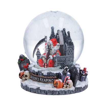 Nemesis Now Silent Nightmares Seasons Reapings snow globe featuring spooky winter scene with intricate design and festive details.