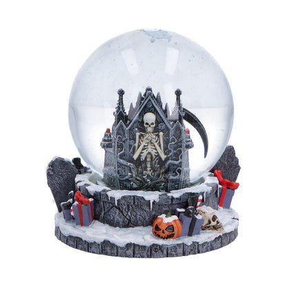 Nemesis Now Silent Nightmares Seasons Reapings snow globe featuring detailed winter scene with spooky, dark-themed elements inside.