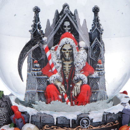 Nemesis Now Silent Nightmares Seasons Reapings snow globe featuring detailed winter scene with spooky elements inside.