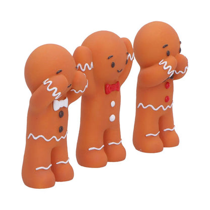 Three Wise Gingerbread figurine by Nemesis Now, 9cm tall, featuring detailed gingerbread men with festive holiday decorations.