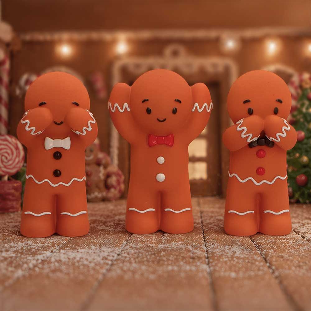 Three Wise Gingerbread figurine by Nemesis Now, 9cm tall, detailed gingerbread men with festive holiday decorations.