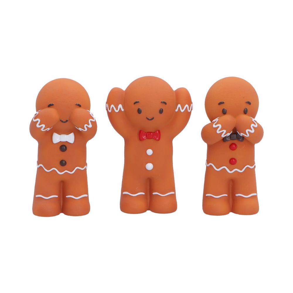 Nemesis Now Three Wise Gingerbread figurine, 9cm, detailed gingerbread men with festive decorations, collectible holiday ornament.