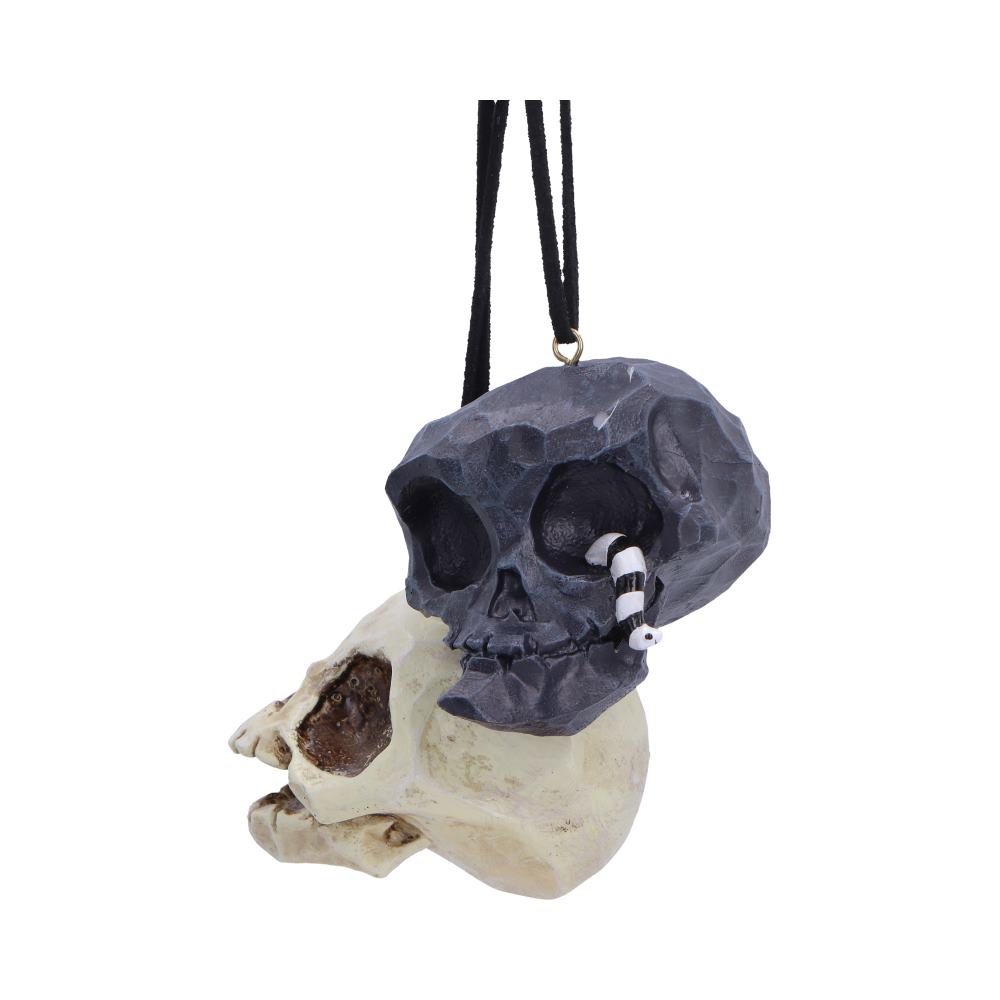 Two Grim and Grin hanging ornaments by Nemesis Now, 5.2cm tall, featuring spooky, detailed face designs for Halloween or gothic decor.