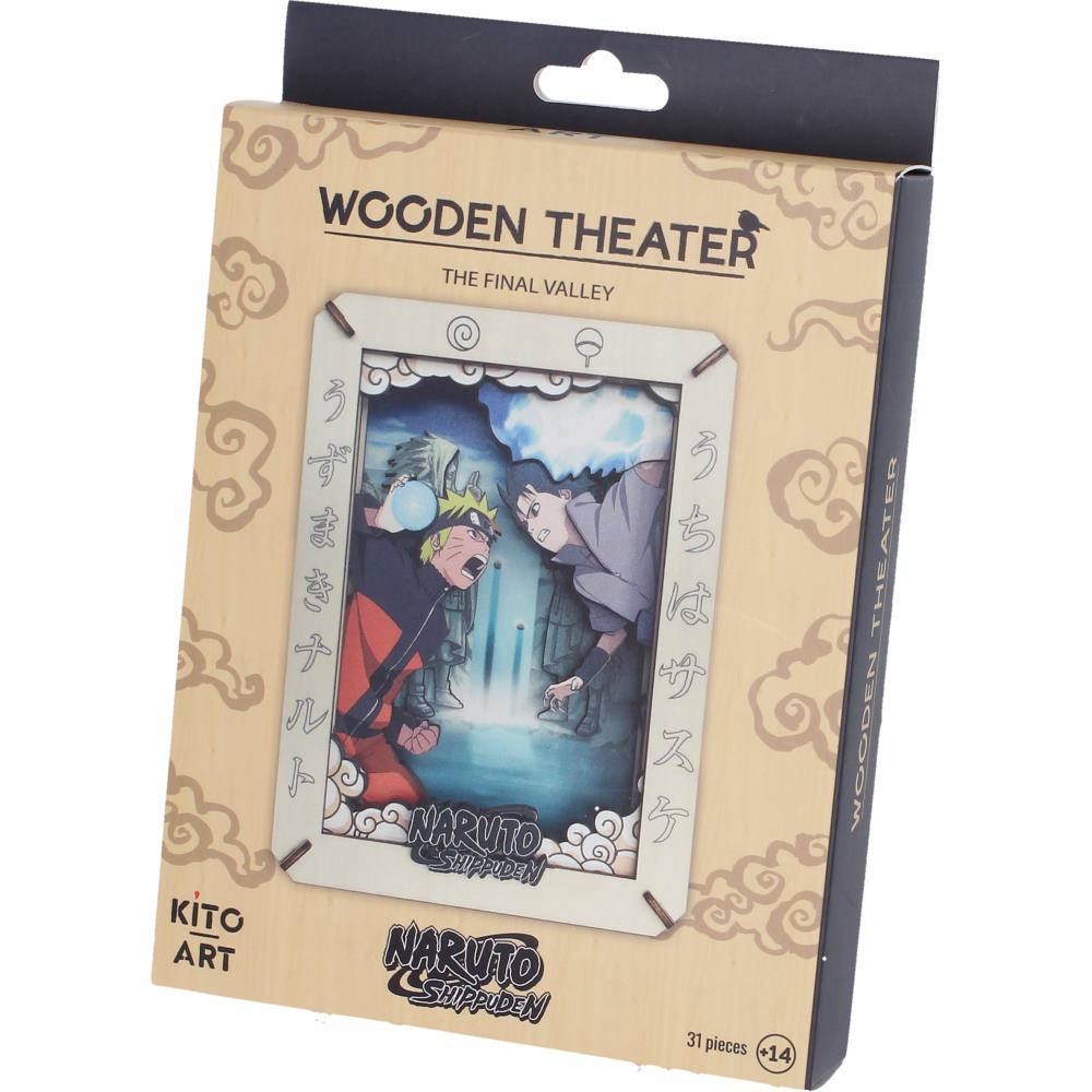 Medium Naruto The Final Valley wooden theatre figurine by Nemesis Now, 14.3cm tall, depicting Naruto character in detailed woodcraft.