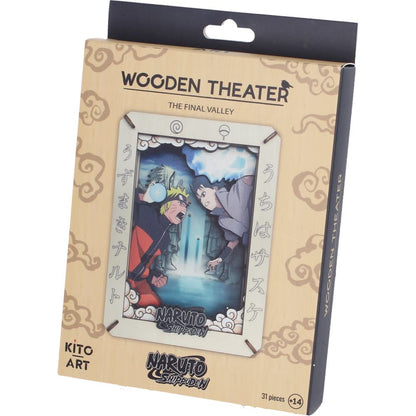 Medium Naruto The Final Valley wooden theatre figurine by Nemesis Now, 14.3cm tall, depicting Naruto character in detailed woodcraft.
