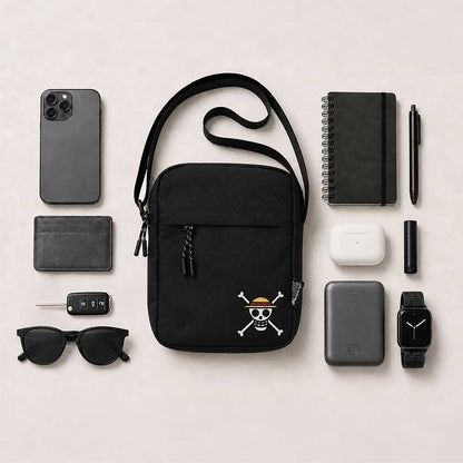One Piece Luffy Jolly Roger Crossbody Bag (Black) 22.8cm