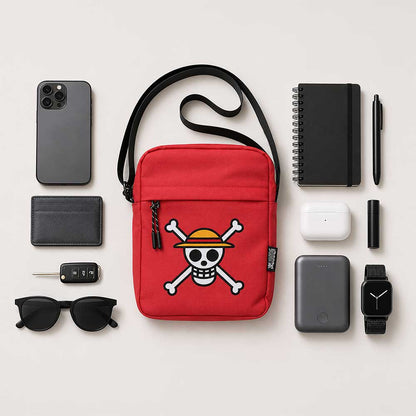 One Piece Luffy Jolly Roger Crossbody Bag (Red) 22.8cm