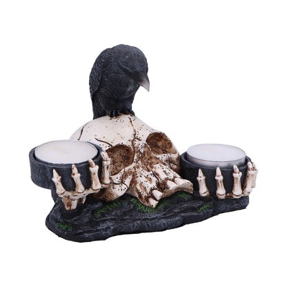 Nevermore Raven and Skull Candle Holder 15cm